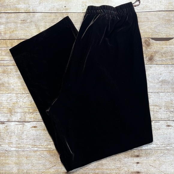 R&M Richards Woman Brown Velvet Wide Leg Pants Elastic Waist Plus Size 16W 33378 - Picture 4 of 6